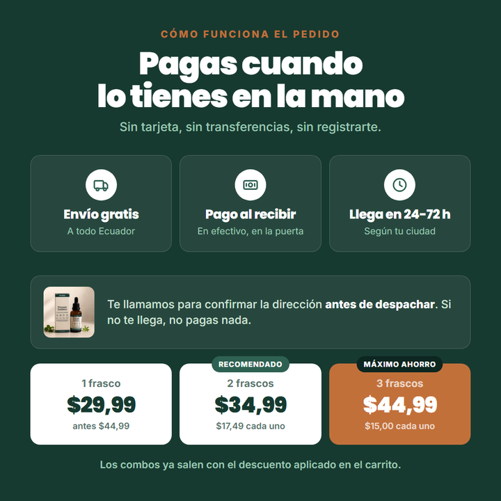Pago contra entrega, envío gratis y precios de los combos