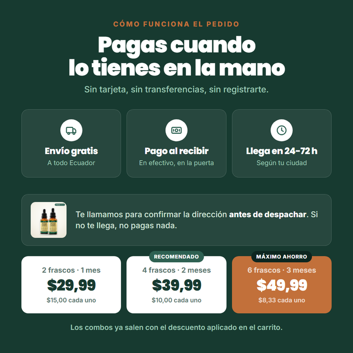 Pago contra entrega, envío gratis y precios de los combos