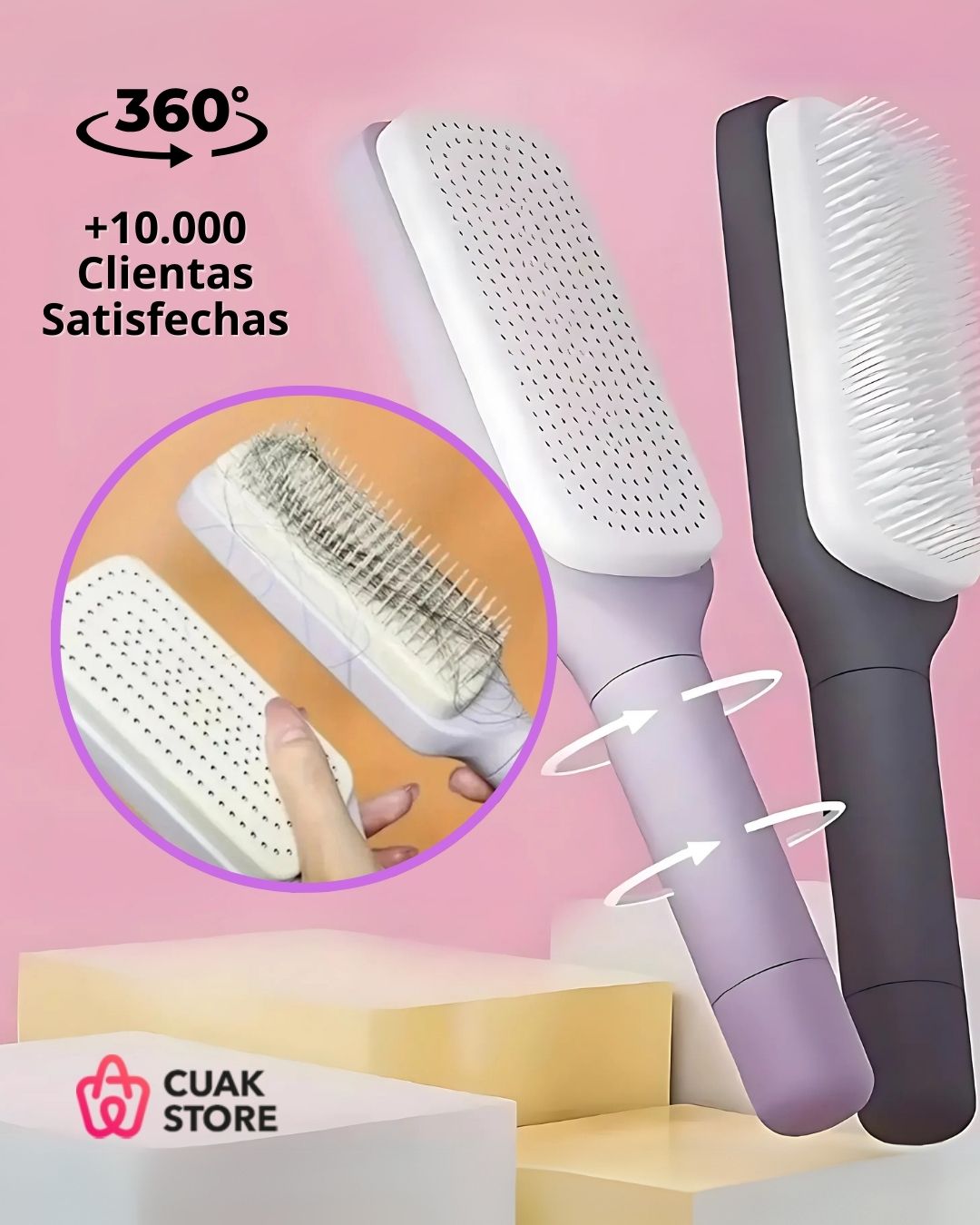 Cepillo SelfClean™ — El cepillo que se limpia solo y deja tu cabello sin frizz