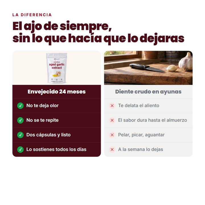 Ajo crudo frente a ajo envejecido