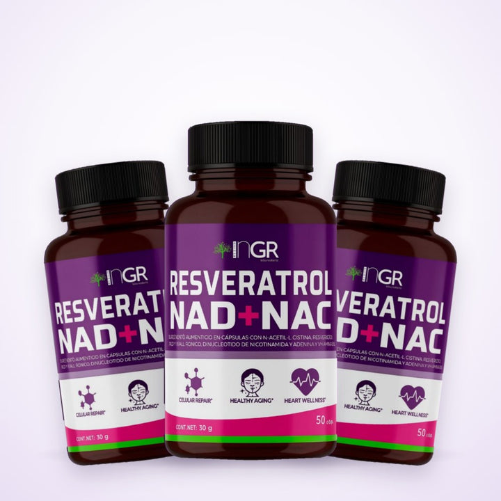 3 frascos de Resveratrol NAD + NAC